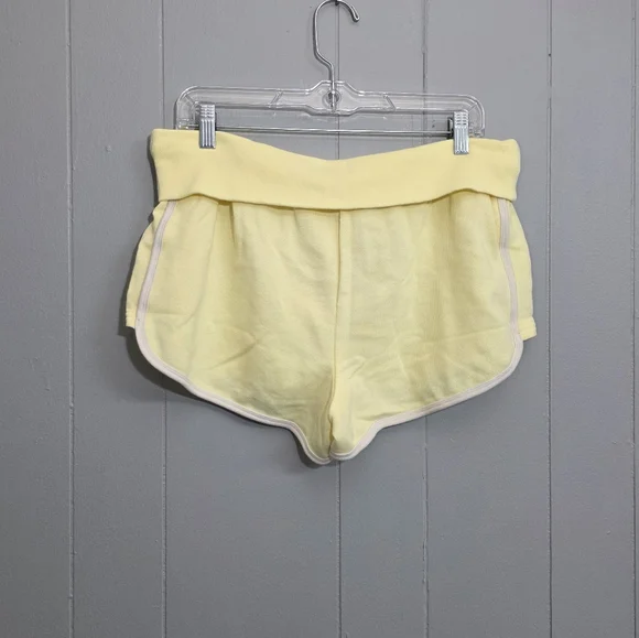 Victoria Secret Pink Mellow Yellow Ivy Terry Fold Y2K Retro Shorts Size L - Picture 6 of 11